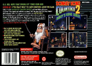 Donkey Kong Country 2 - Diddy's Kong Quest (USA) (En,Fr) (Rev 1) box cover back